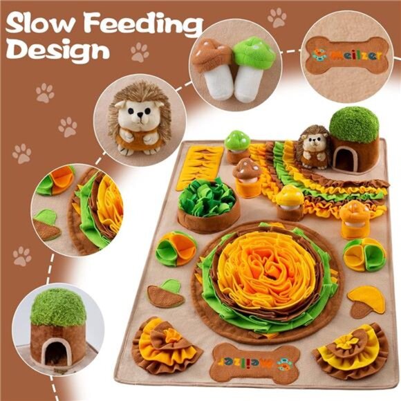 Large Snuffle Mat for Dogs 40'' x 27.5'' Sniff Mat with Hedgehog Puzzle Toy - Picture 2 of 8